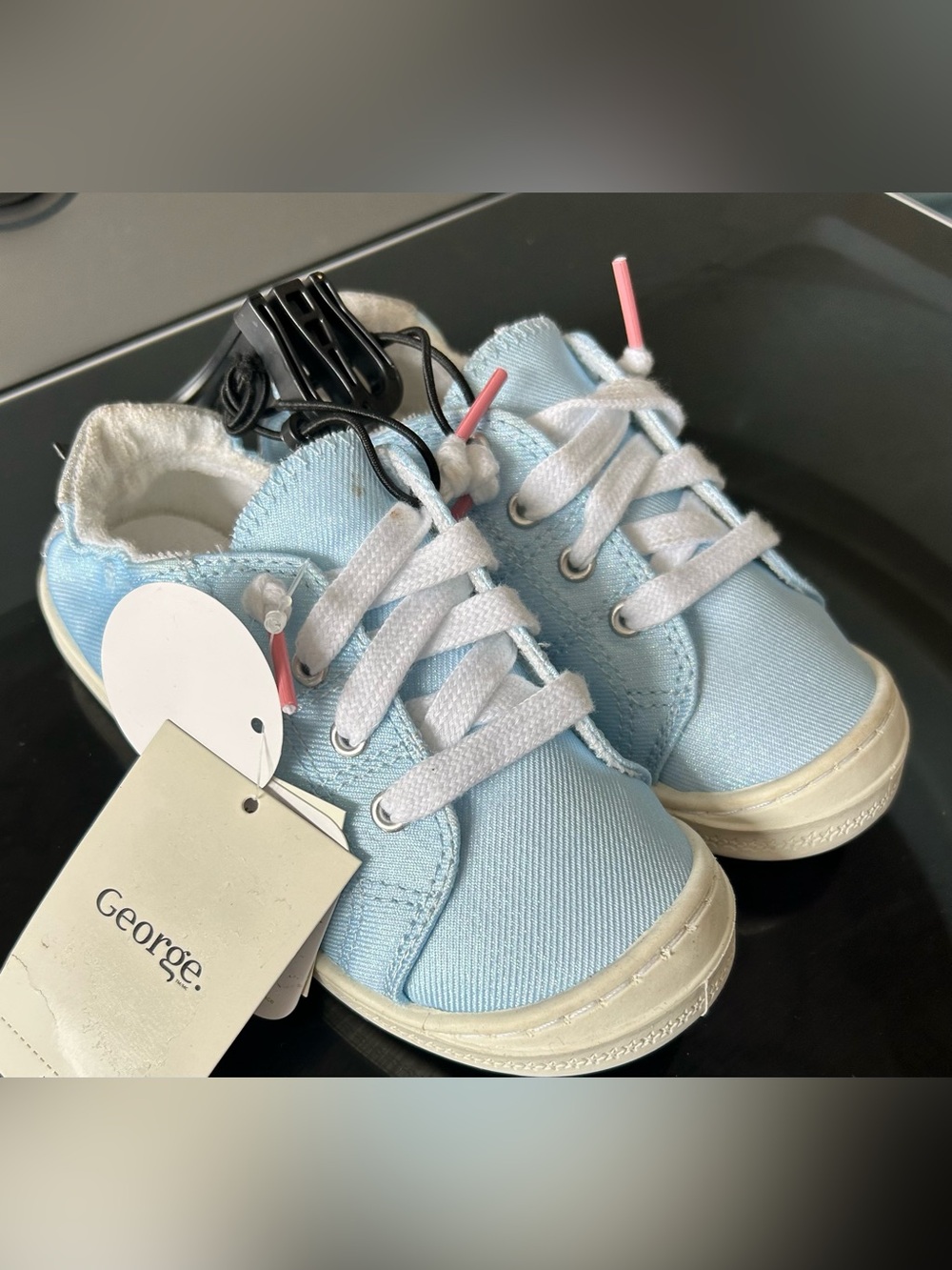 Light Blue Girls Canvas Sneakers with White Laces Size 11